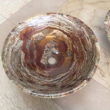 Load image into Gallery viewer, 430 Stone Vessel Sink Tiger Onyx Green