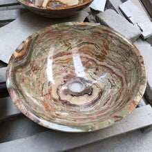 Load image into Gallery viewer, 430 Stone Vessel Sink Tiger Onyx Green