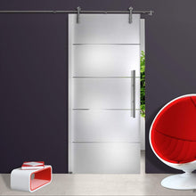 Load image into Gallery viewer, Amoylimai GBD S01 Satin Nickel Stainless Steel Glass Sliding Door Track Hardware